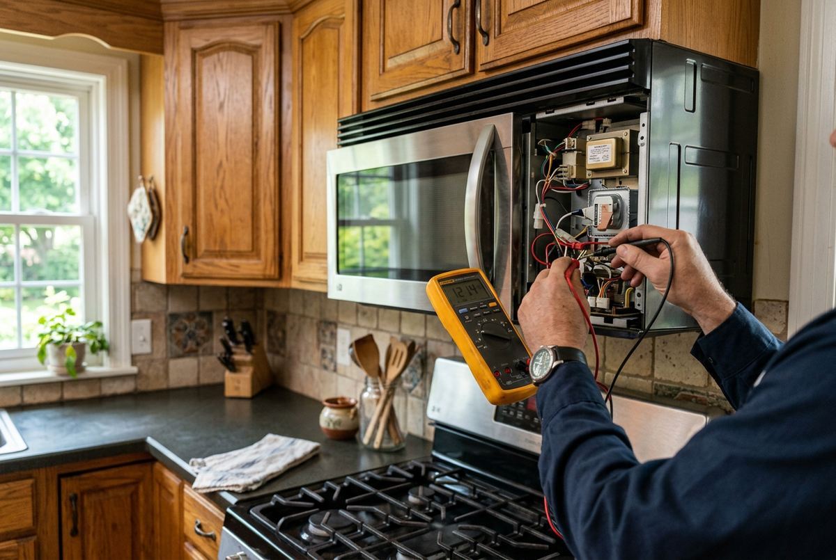 Microwave Repair technician at work