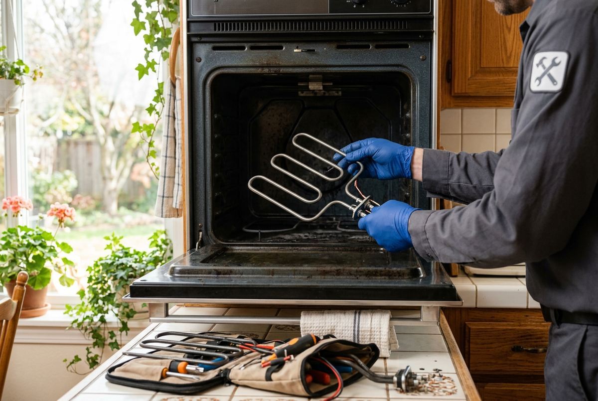Oven Repair technician at work